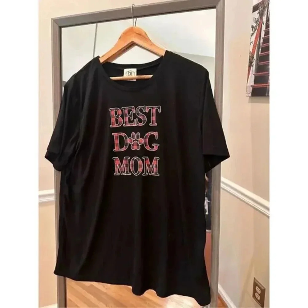 Dog Mom Logo T-Shirt Black Size 2XL